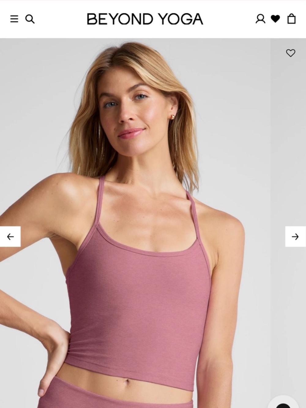 Beyond Yoga Dusty Mauve Cropped Tank Cami